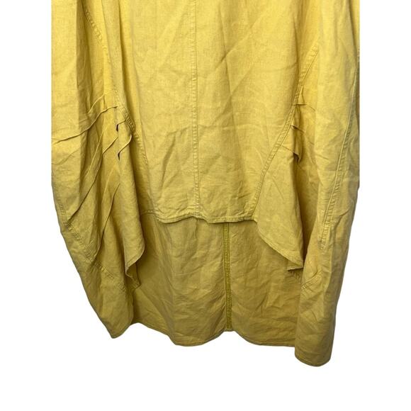For Cynthia Mustard Yellow Linen HiLo Cowl Neck Lagenlook Sleeveless Dress XL - Picture 3 of 7